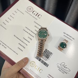Rolex Day-Date 128235 Green Aventurine Dial Gold Wrapped & Moissanite 36mm (2)