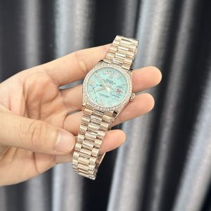 Rolex Day-Date 128235 Turquoise Diamond Dial Gold Wrapped & Moissanite 36mm (5)