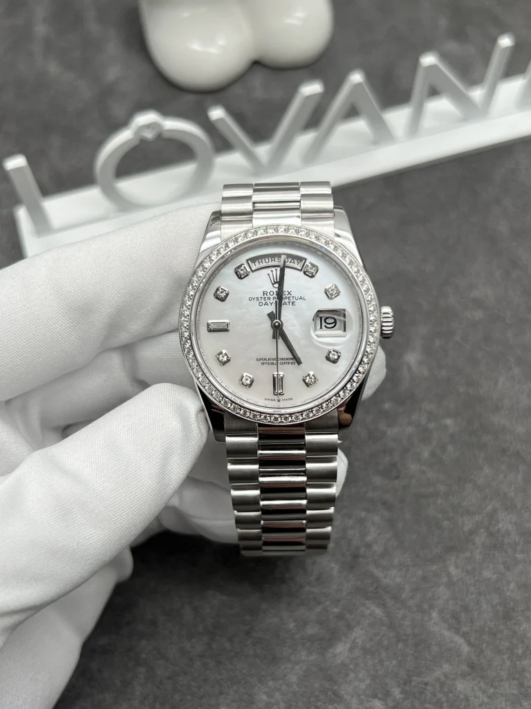 Rolex Day-Date 128349RBR 18K White Gold & Natural Diamonds MOP 36mm (1)