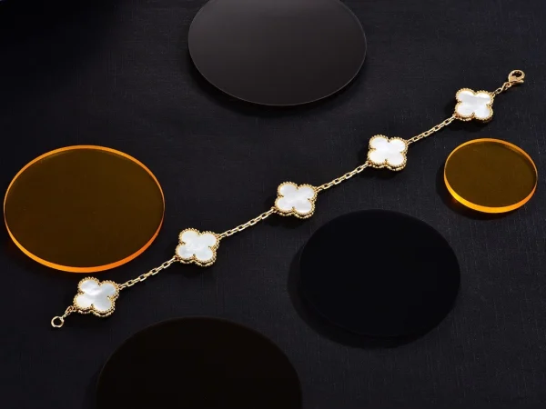Van Cleef & Arpels Alhambra Womens Bracelet Custom 18K Gold Mother Of Pearl (2)