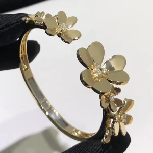 Van Cleef & Arpels Alhambra Womens Bracelet Custom Diamond 18K Gold (2)