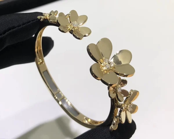 Van Cleef & Arpels Alhambra Womens Bracelet Custom Diamond 18K Gold (2)