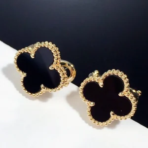 Van Cleef & Arpels Alhambra Womens Earrings Custom 18K Gold (2)