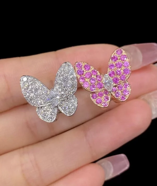 Van Cleef & Arpels Butterfly Finger Womens Earrings Diamond 18K Gold Custom (2)