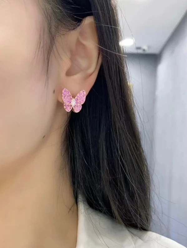Van Cleef & Arpels Butterfly Finger Womens Earrings Diamond 18K Gold Custom (2)
