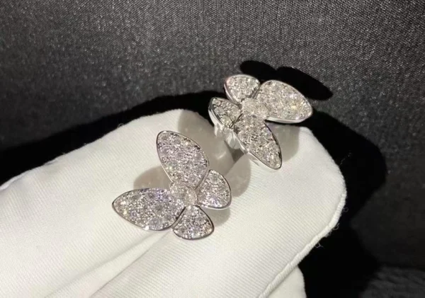 Van Cleef & Arpels Butterfly Finger Womens Rings Custom Diamond White Gold 18K (2)