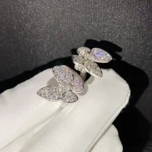 Van Cleef & Arpels Butterfly Finger Womens Rings Custom Diamond White Gold 18K (2)