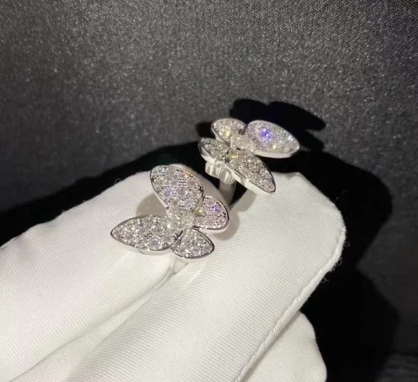 Van Cleef & Arpels Butterfly Finger Womens Rings Custom Diamond White Gold 18K (2)