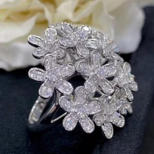 Women's Earrings Designed Flowers Custom 18K White Gold Diamond (2)