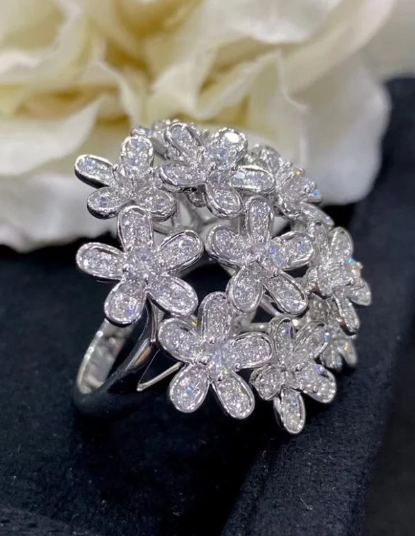 Women's Earrings Designed Flowers Custom 18K White Gold Diamond (2)