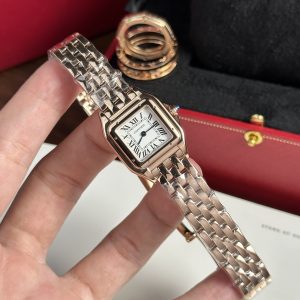 Cartier Panthere Replica Watches Womens Rose Gold Roman Numeral Pile 23x30mm (1)