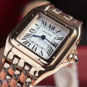 Cartier Panthere Replica Watches Womens Rose Gold Roman Numeral Pile 23x30mm (1)