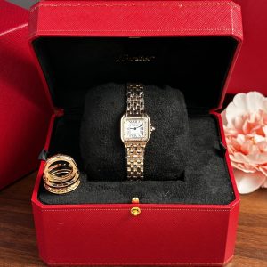 Cartier Panthere Replica Watches Womens Rose Gold Stone Engagement 23x30mm (1)