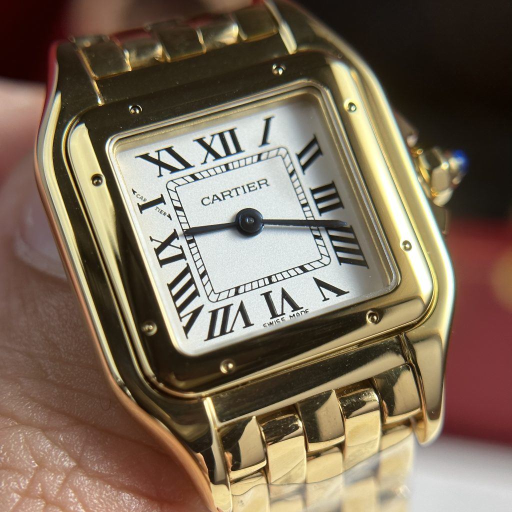Cartier Panthere Womens Yellow Metal Wire Replica Watches 23x30mm (2)