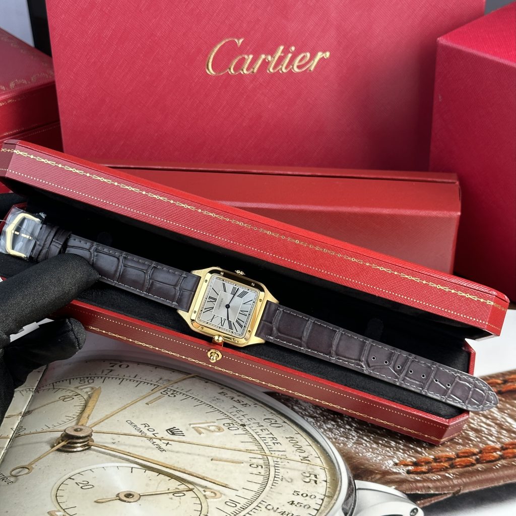 Cartier Santos Dumont Large Gold Replica Watch F1 Factory (1)