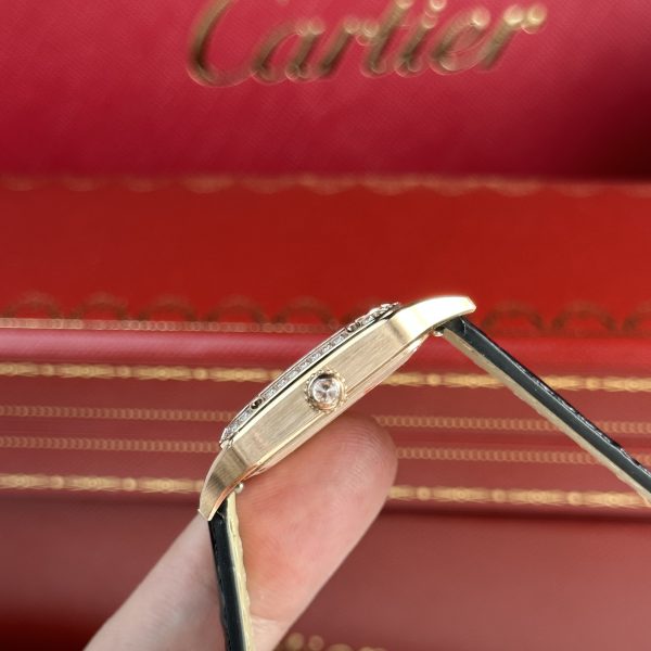 Cartier Santos Dumont Small Rose Gold Bezel Diamonds F1 Factory (1)