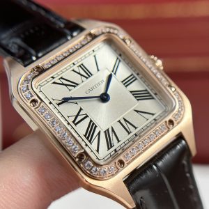 Cartier Santos Dumont Small Rose Gold Bezel Diamonds F1 Factory (1)