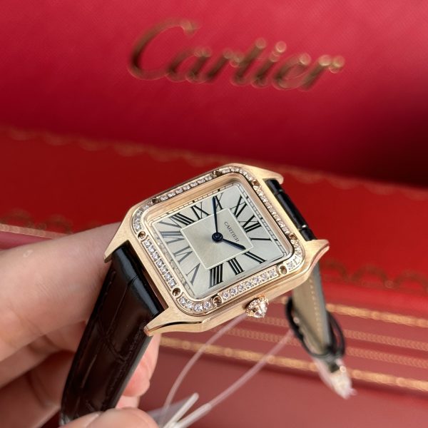 Cartier Santos Dumont Small Rose Gold Bezel Diamonds F1 Factory (1)