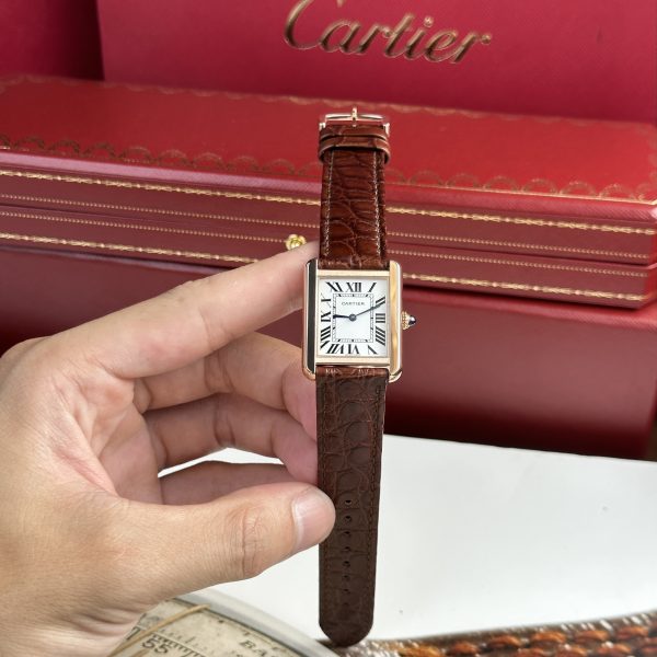 Cartier Tank Solo Best Replica Watch Brown Leather Strap Quartz Movement (9)