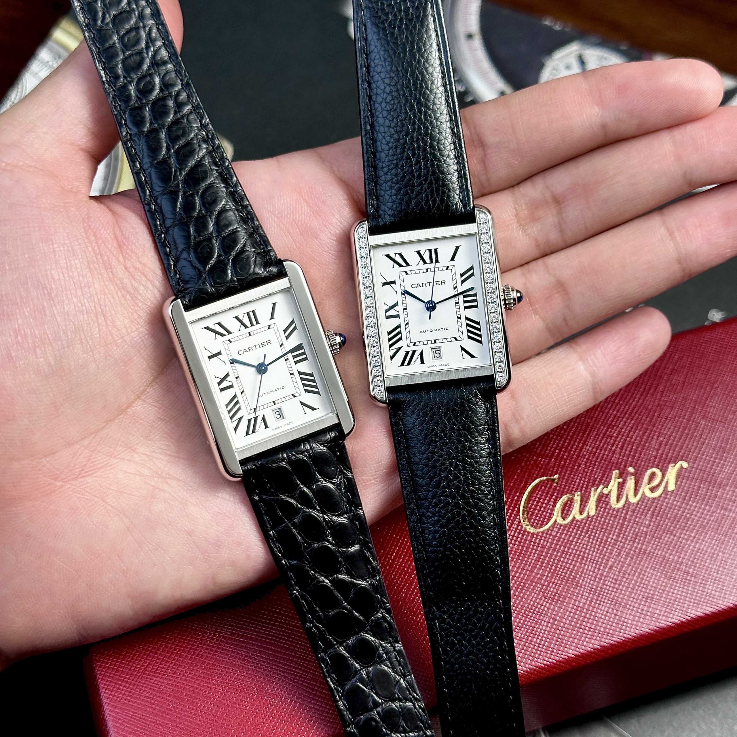 Cartier Tank Solo Extra-Large Model Automatic Black Leather Watch 31x41mm (2)