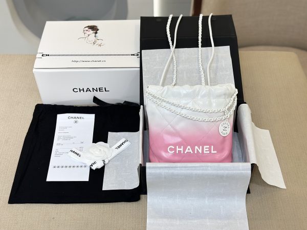 Chanel 22 Mini Mix White Pink Calfskin Replica Bags 20cm (2)