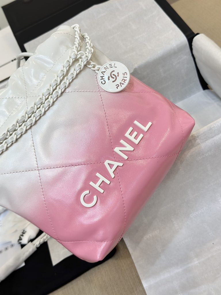 Chanel 22 Mini Mix White Pink Calfskin Replica Bags 20cm (2)