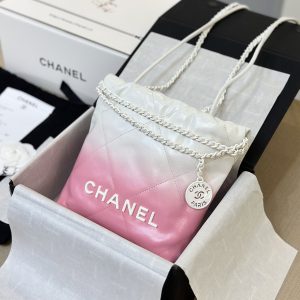 Chanel 22 Mini Mix White Pink Calfskin Replica Bags 20cm (2)