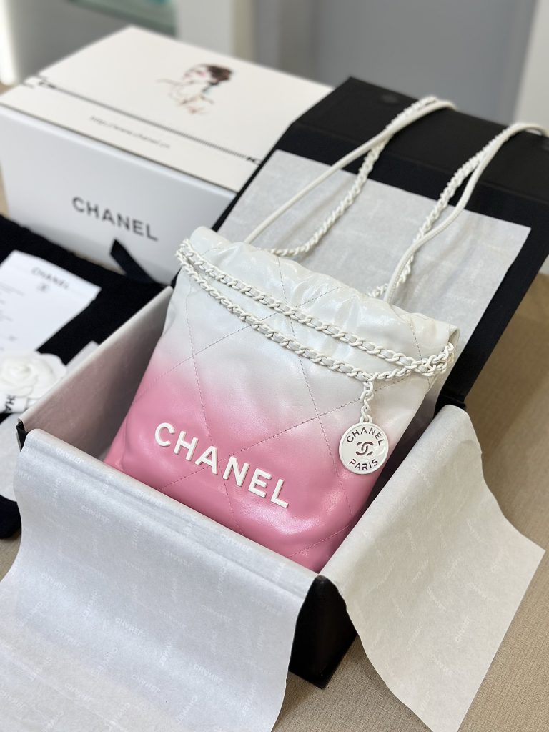 Chanel 22 Mini Mix White Pink Calfskin Replica Bags 20cm (2)