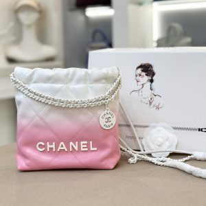 Chanel 22 Mini Mix White Pink Calfskin Replica Bags 20cm (2)