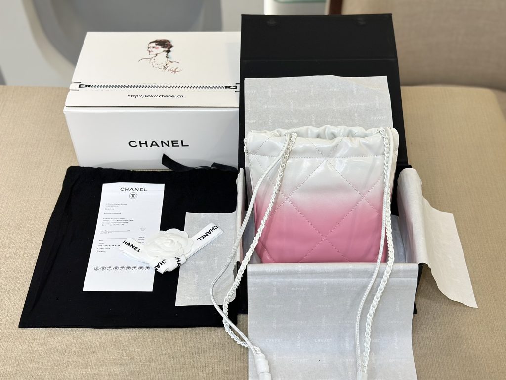 Chanel 22 Mini Mix White Pink Calfskin Replica Bags 20cm (2)