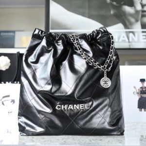 Chanel 22 Shopping Replica Bags Womens Cowhide Black 35cm (2)