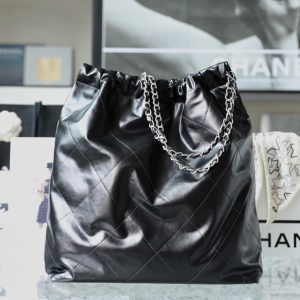 Chanel 22 Shopping Replica Bags Womens Cowhide Black 35cm (2)