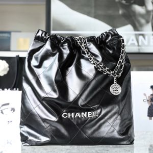 Chanel 22 Shopping Replica Bags Womens Cowhide Black 35cm (2)