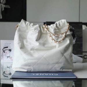 Chanel 22 Shopping Replica Bags Womens Cowhide White 35cm (2)