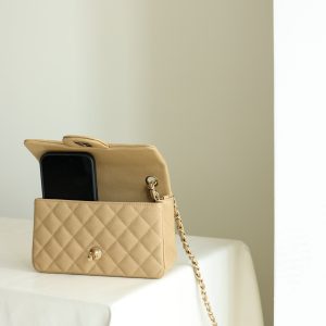 Chanel Classic Flap Mini Replica Bags Beige Colored Womens 20cm (2)