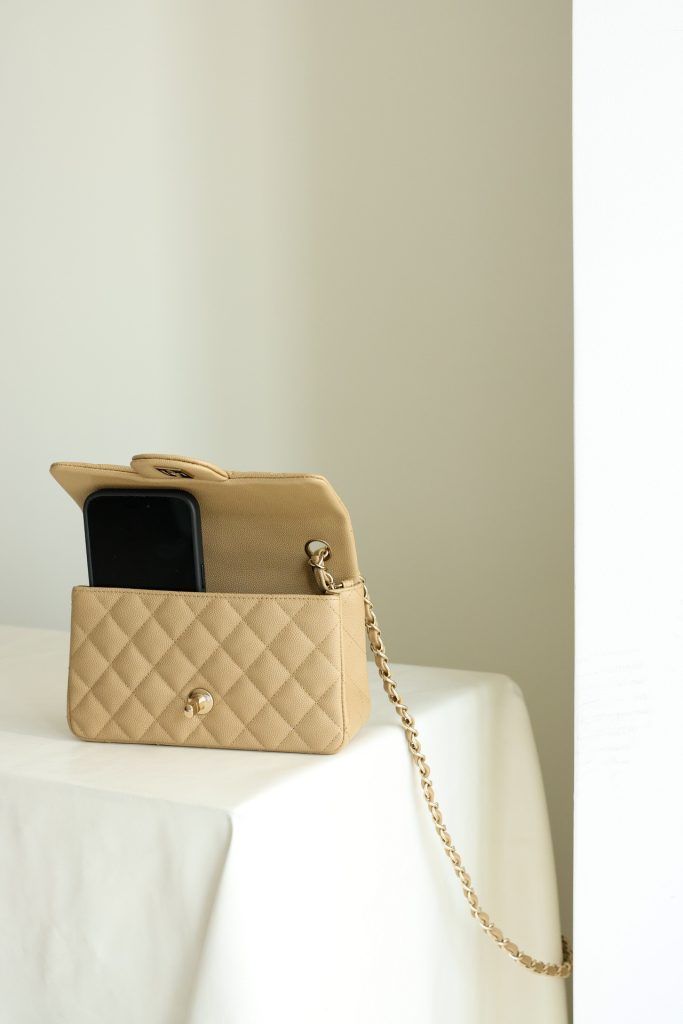 Chanel Classic Flap Mini Replica Bags Beige Colored Womens 20cm (2)