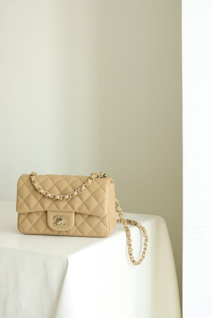 Chanel Classic Flap Mini Replica Bags Beige Colored Womens 20cm (2)