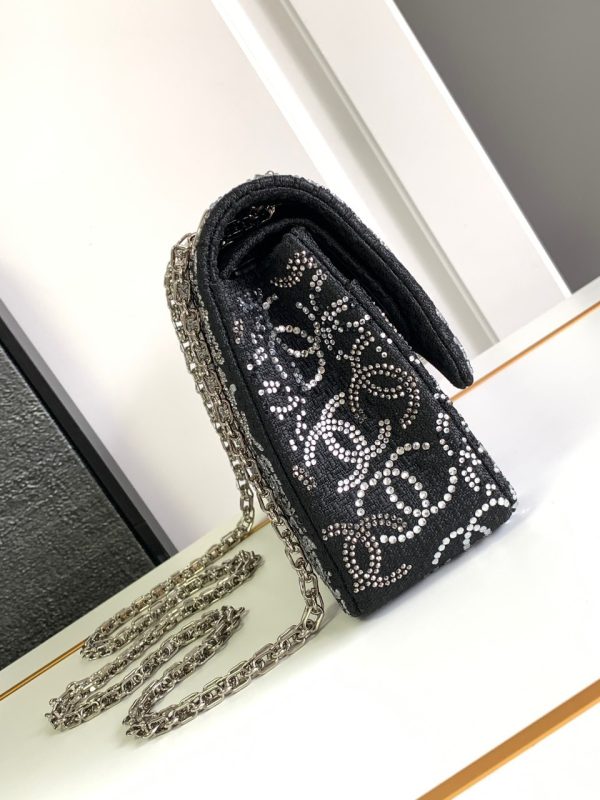 Chanel Classic Tweed Jumbo Swarovski Crystal Replica Bags Size 25cm (2)