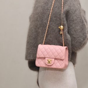 Chanel Classic Womens Pink Lock Gold Replica Bags 18cm (2)