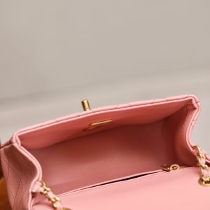 Chanel Classic Womens Pink Lock Gold Replica Bags 18cm (2)