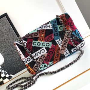 Chanel Mini Pastel Rainbow Sequin Replica Bags Size 20x14x7cm (2)
