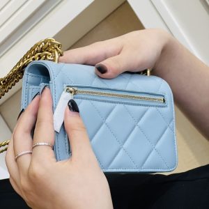 Chanel Woc Womes Cowhide Light Blue Replica Bags Size 15cm (2)