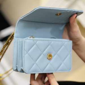 Chanel Woc Womes Cowhide Light Blue Replica Bags Size 15cm (2)