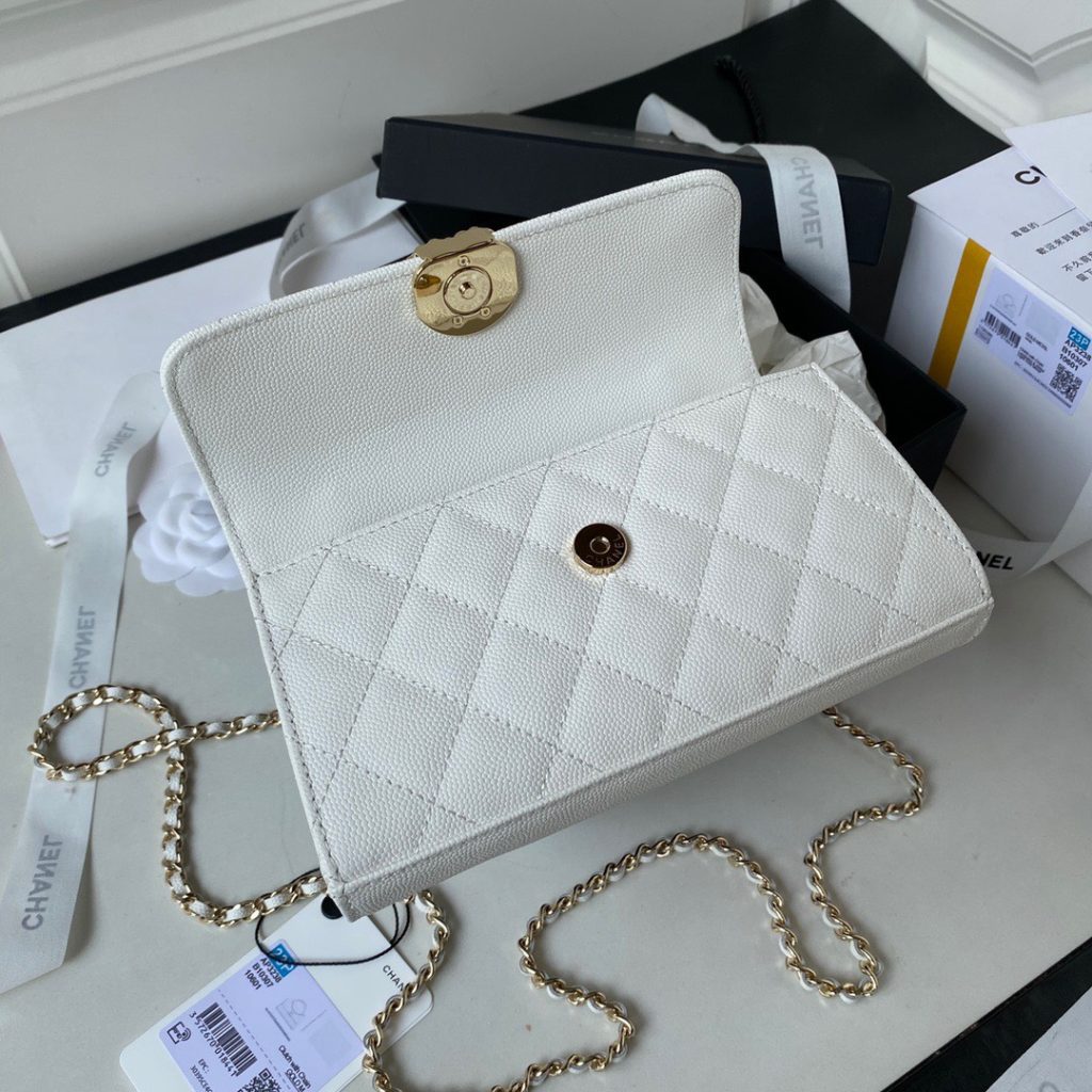 Chanel Woc Womes Replica Bags White Cow Leather Size 18cm (2)