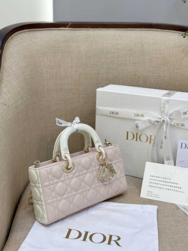 Dior D-Joy Womens Replica Handbags Pink Cowhide Size 26cm (2)