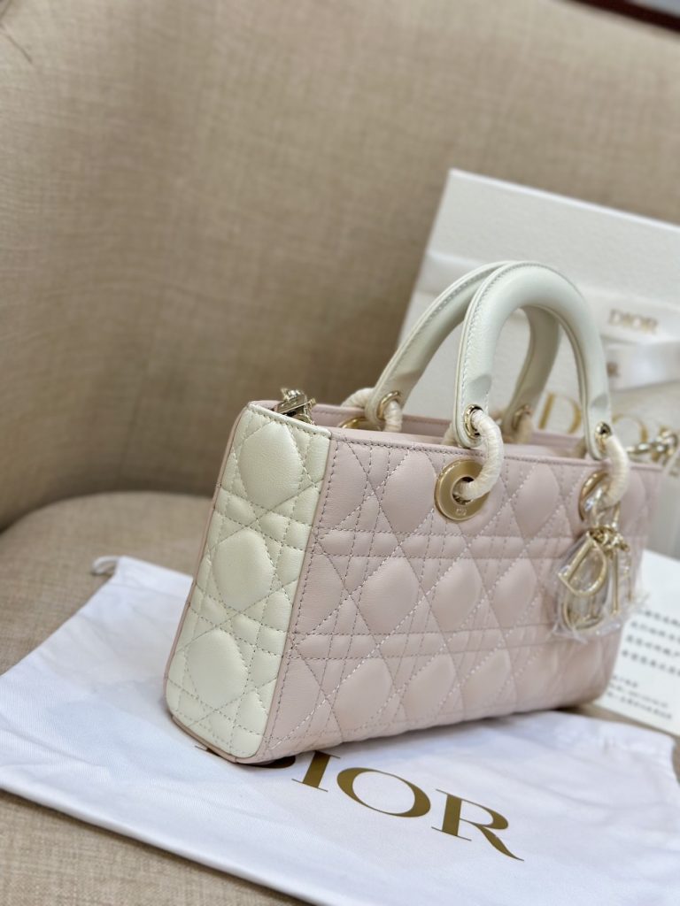 Dior D-Joy Womens Replica Handbags Pink Cowhide Size 26cm (2)