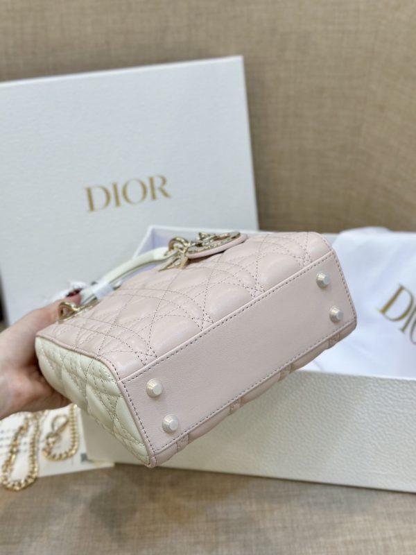 Dior Lady Mini Womens Cowhide Pink Replica Handbags 18cm (2)