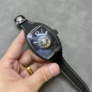 Franck Muller Grand Central Tourbillon Carbon Best Replica Watch Black 45MM