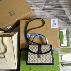 Gucci Ophidia GG Supreme Canvas Mini Shoulder Black Replica Bags 25cm (2)