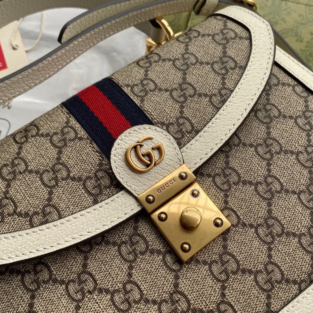 Gucci Ophidia GG Supreme Canvas Mini Shoulder White Bag Best Replica 25cm (2)